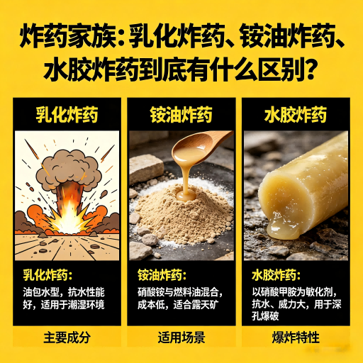 石屏炸药家族：乳化炸药、铵油炸药、水胶炸药到底有什么区别？